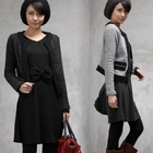 HALUMAYBE - Open-Front Wool Blend Cardigan