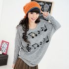 59 Seconds - Musical Notes Print Long Knit Top