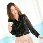 Tokyo Fashion - Polka-Dot Tie-Neck Ruffled Blouse