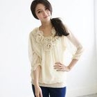 A-SO-BI - Rosette-Accent Chiffon Top