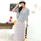 59 Seconds - Inset Top Striped Maxi Dress