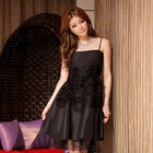 JK2 - Corsage-Accent Shirred Party Dress