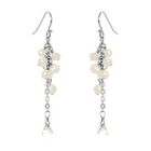 Keleo - Silver clear quartz, pearl earrings