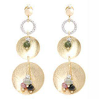 Keleo - 18K White & Yellow Gold Dangling Earrings with Colorstones