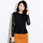 BENGGIRL - Lace-Sleeve Peplum Top
