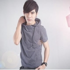 Sha 2 Shop - Hooded Drawstring Striped Top