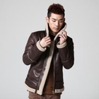 Rone - Fleece Lined Faux-Leather Zip Jacket