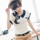 BAIMM - Contrast-Trim Lace Top