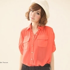 CatWorld - Tab-Sleeve Pocket-Accent Blouse
