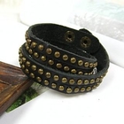 OWL Fashion - Genuine-Leather Studded Bangle