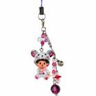 Atelier - Purple Crystal Mobile Strap with Animal MCC Pig Monchhichi Atelier - Purple Crystal Mobile Strap with Animal MCC Pig Monchhichi