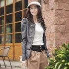 CatWorld - Shirred-Sleeve Houndstooth Jacket