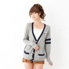 ageha@shibuya - Contrast-Trim Knit Cardigan