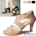 Wifky - Cross Strap Zip-Back Sandals
