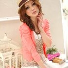 Tokyo Fashion - Shirred Sleeve V-Neck Cropped Cardigan