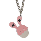 Sweet & Co. - Sweet Pink Bunny Cupcake of Heart Silver Necklace