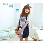 Tokyo Fashion - Set: Open Vest + Short-Sleeve Print T-Shirt