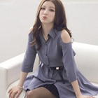 D.P-Shop - Cut Away-Shoulder Shirtdress
