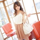 Tokyo Fashion - Gathered-Waist Lace Panel Dress