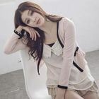 D.P-Shop - Contrast-Trim Open Front Cardigan