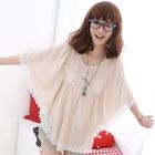 59 Seconds - Lace-Hem Polka-Dot Cape Top
