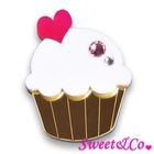 Sweet & Co. - Swarovski Crystal Gold White Cupcake Pin