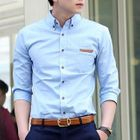 VINTAGE BROTHERS - Button-Down Faux-Leather Trim Shirt