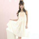 59 Seconds - Rosette-Accent Tie-Back Pleated Dress