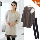 Celli Girl - Set: Appliqué Long-Sleeve Fleece Dress + Tights