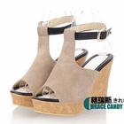 Grace Candy - Peep-Toe Ankle Strap Wedge Sandals
