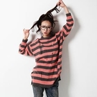 kenzi w - Distressed Striped Knit Sweater