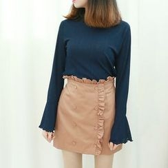 Dodostyle - Bell-Sleeve Sheer Top Dodostyle - Bell-Sleeve Sheer Top