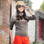 Ando Store - Nordic-Print Cowl-Neck Knit Top