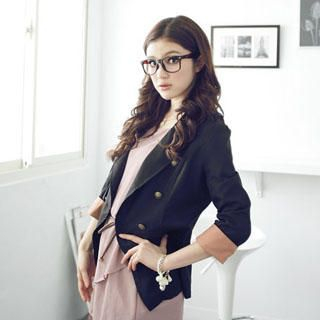 Contrast-Cuff Blazer