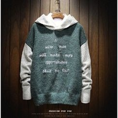 優凡士品 - 字母拼接長袖連帽衫 優凡士品 - 字母拼接長袖連帽衫