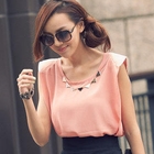 PUFFY - Inset Necklace Sleeveless Chiffon Top