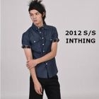 INTHING - Plaid-Cuff Short-Sleeve Shirt