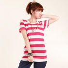 ZOO - Bow-Back Striped Knit Top