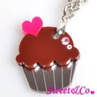 Sweet & Co. - Sweet&Co Mini Chocolate Cupcake Crystal Silver Necklace