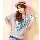 YUMI - 3/4-Sleeve Hooded Cardigan
