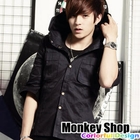 Monkey Shop - Hooded Elbow-Sleeve Shirt