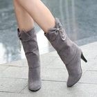 Smoothie - Rhinestone Bow-Accent Mid-Calf Boots