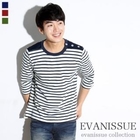 evanissue - Striped 3/4-Sleeve T-Shirt