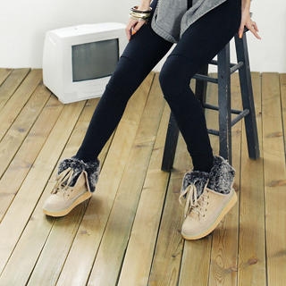 Fleece-Lining Lace-Up Ankle Boots Fleece-Lining Lace-Up Ankle Boots