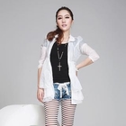 Mooiee - Lace-Hem Sheer Empire Jacket