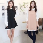 MOUL STYLE - Detachable Collar A-Line Layered Dress