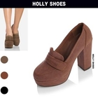 Holly Shoes - Faux Leather Loafer Pumps