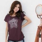 RingBear - Rhinestone V-Neck Short-Sleeve Tee