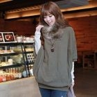 CLICK - Faux-Fur Cowl-Neck Top