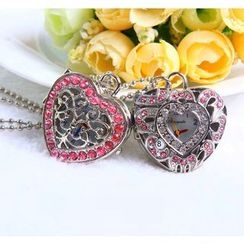 Kaal - Rhinestone Heart Pocket Watch Kaal - Rhinestone Heart Pocket Watch
